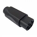 מתאם טעינה לרכב חשמלי שחור מ Type 1 ל Type 2 . בצד אחד נראה מחבר בעל שבעה פינים עגולים, המסודרים בשתי שורות - חמישה פינים בשורה העליונה ושני פינים בשורה התחתונה. גוף המתאם בצורת גליל מוארך עם חלק מעובה יותר בקצהו מתאם טעינה לרכב חשמלי שחור מ Type 1 ל Type 2 . בצד אחד נראה מחבר בעל שבעה פינים עגולים, המסודרים בשתי שורות - חמישה פינים בשורה העליונה ושני פינים בשורה התחתונה. גוף המתאם בצורת גליל מוארך עם חלק מעובה יותר בקצהו